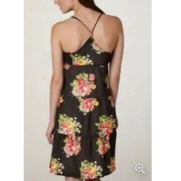 American Eagle Dress Babydoll Corset Black Floral Tiered Slip Sundress Summer - Picture 4 of 11